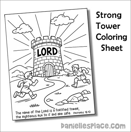 Strong Tower Coloring Sheet for Proverbs 18:10