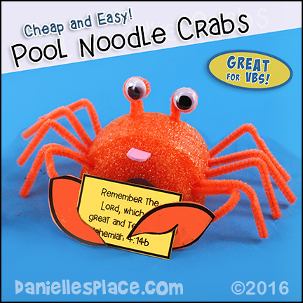 Crab Craft - Pool Noodle Crab Craft - Great for large groups.