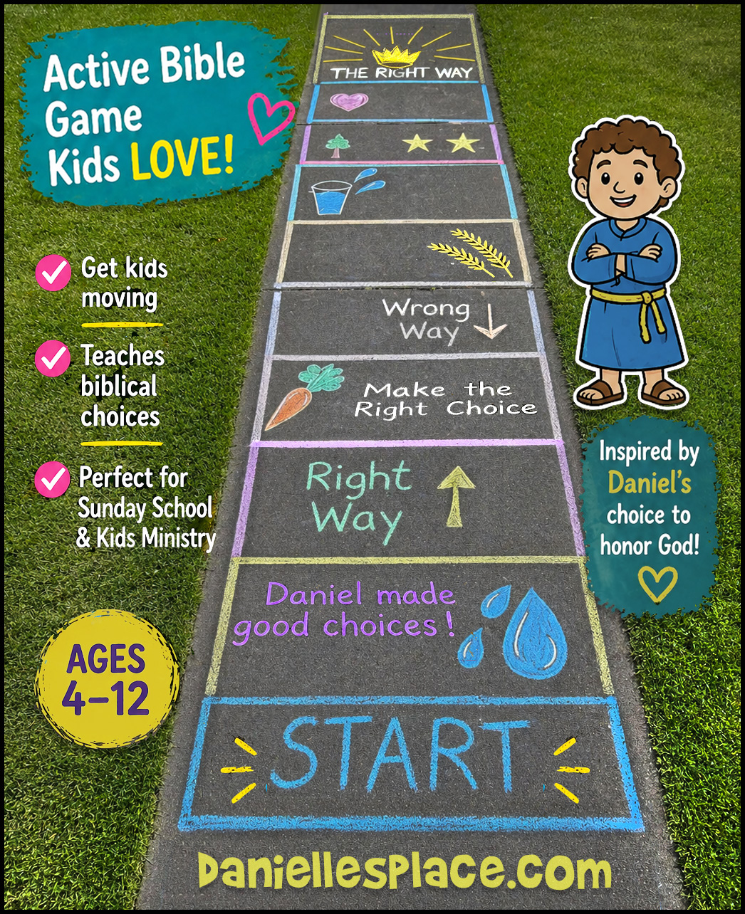 Making Choices Sidewalk Interactive Game to teach about making good choices for Children's Ministry