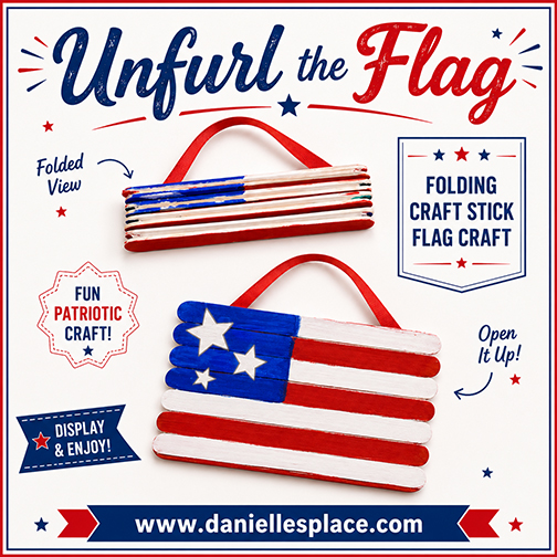 Folding Craft stick flag craft for 4th of July