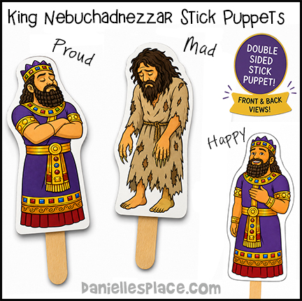 King Nebuchadnezzar Stick Puppets to Reenact the Bible Story with Puppets