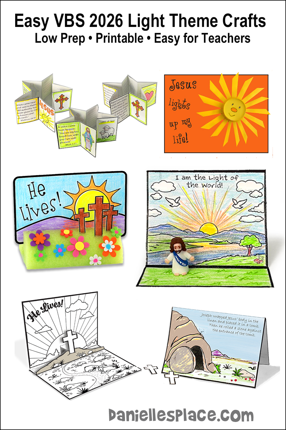 VBS 2026 Light Theme Illumination theme Bible Crafts that are easy to prepare, printable and cheap.