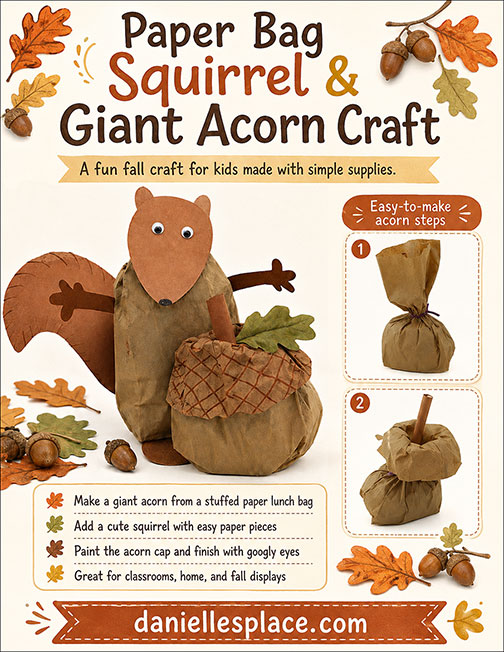 Paper Bag Squirrel and Giant Acorn Craft for Fall and Acorn  Unit Study