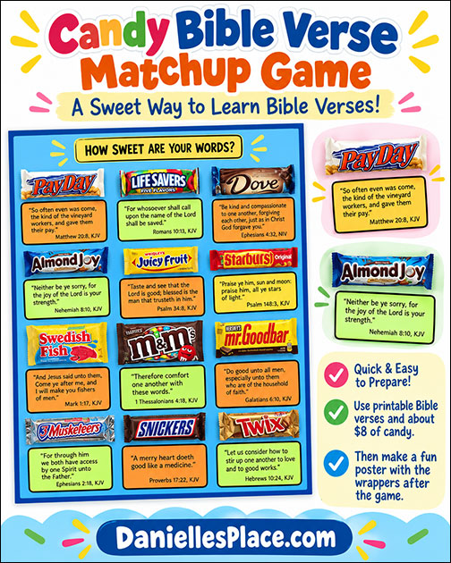 Candy Bible Verse Matchup Game - Learn Bible Verse with this fun interactive candy bar game