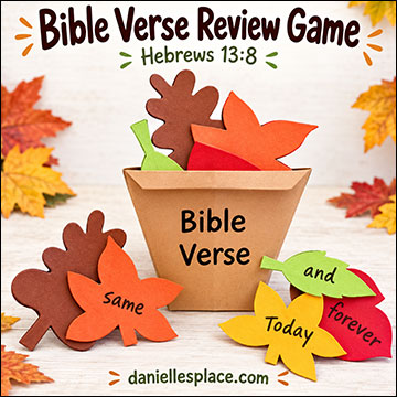 Hebrews 13:8 Bible Verse Review Game with Fall and Leaf  Theme