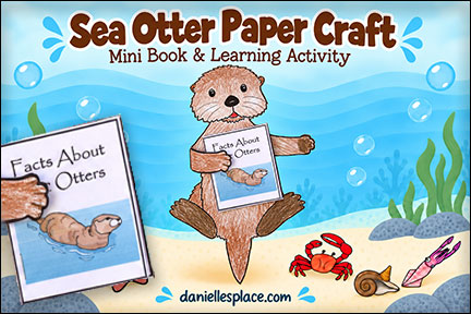 Sea Otter Paper Craft Holding a Mini Book about Otters