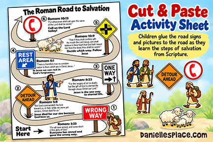 The Roman Road to Salvation Activity Sheet for Paul and Barnabas Bible Lesson on Acts 13
