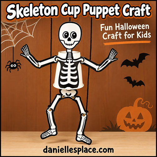 Halloween Skeleton Cup Puppet Craft for Children