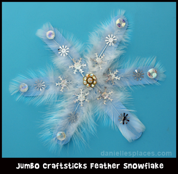 Craft Stick Feather Snowflake Craft for Kids www.daniellesplace.com
