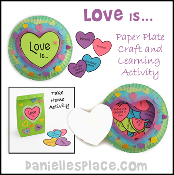 love is paper plate craft, game and learning activity from www.daniellesplace.com