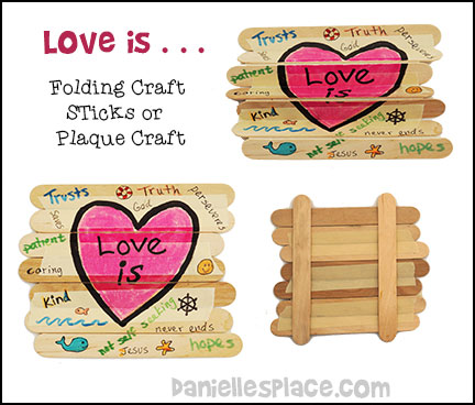 Love Is . . . Folding Craft Stick Craft or Plaque Craft from www.daniellesplace.com