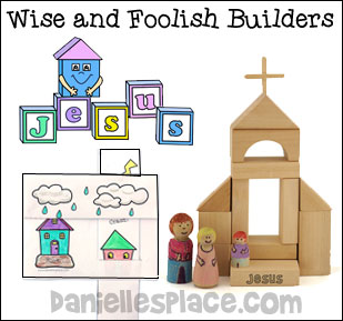 The Wise and Foolish Builders Bible Crafts and Lesson for Sunday School from www.daniellesplace.com