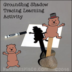 Groundhog Puppets Shadow Tracing Craft and Learning Activity from www.daniellesplace.com