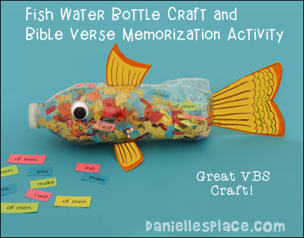Fish Water Bottle Craft and Bible Verse Memorization Activity for VBS from www.daniellesplace.com