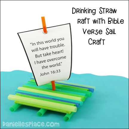 Drinking Straw Raft with Bible Verse Sail for Shipwrecked VBS