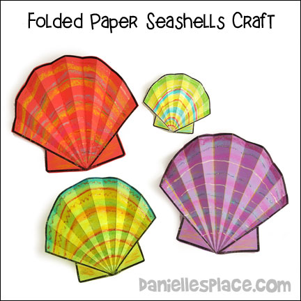 Folded Paper Seashell Craft from www.daniellesplace.com