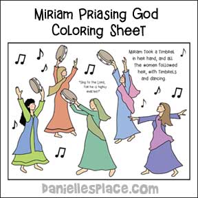 Miriam and the women praise God with Tambourine and dancing.
