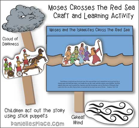 Moses Crossing the Red Sea Stick Puppet Craft and Learning Activity