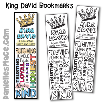King David - A man after God's Own Heart Bible Bookmarks to Color