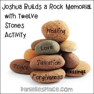 Joshua Rock Memorial Bible Review Activity for Story of Joshua crossing the Jordan River
