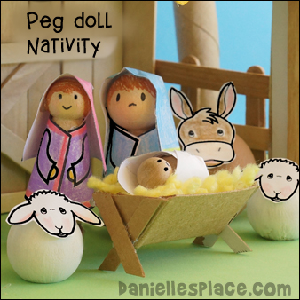 Peg Doll Nativity Craft p Mary, Joseph, and Baby Jesus