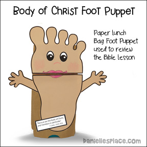 Body of Christ Foot Paper Bag Puppet for Children's Ministry