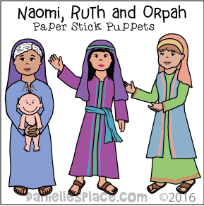 Naomi, Ruth and Orpah Stick Puppets For Sunday School