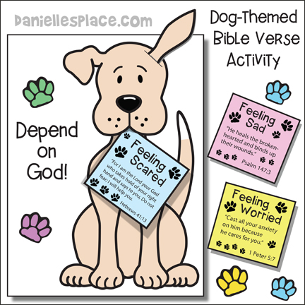 Depend on God Bible Dog-themed Bible Verse Activity